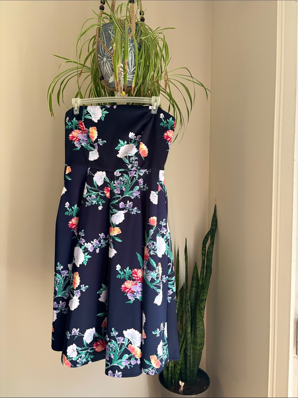 NEW YORK & COMPANY Floral Strapless Party Dress Womens XL